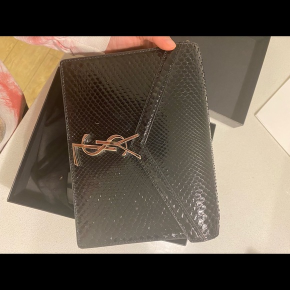 Black YSL Python Bag with silver adjustable straps - Picture 9 of 10